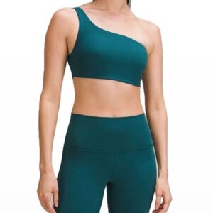 NWT! LULULEMON 🍋 Ribbed Nulu Asymmetrical Sports Bra Storm Teal Size 10